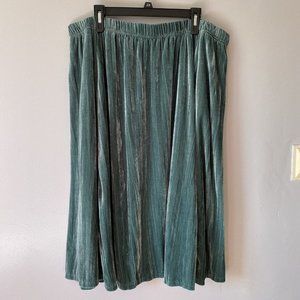 Woman Within Green Velvet Pull On Midi Skirt Plus Size 2X Pockets
